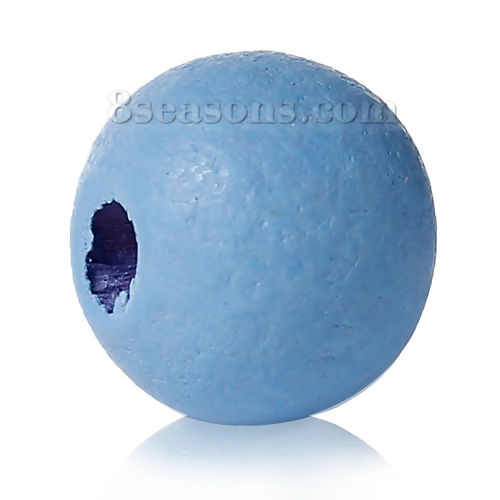 Image de Perles en Bois de Cyprès Forme Rond Bleu Diamètre: 8mm, 500 Pcs