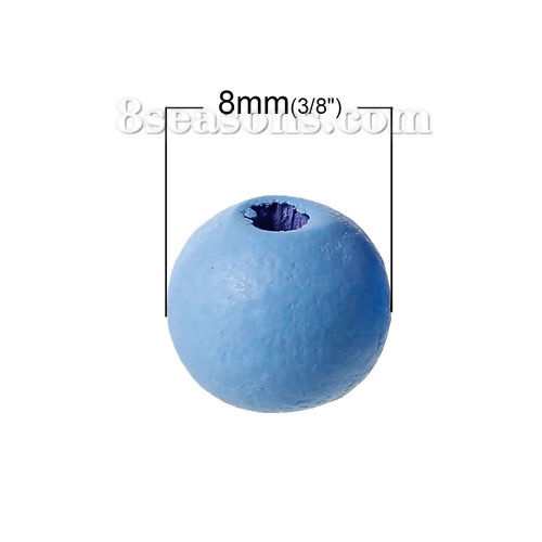 Picture of Hinoki Wood Spacer Beads Round Blue About 8mm Dia, 500 PCs