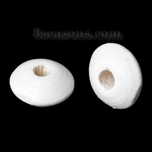 Picture of Hinoki Wood Spacer Beads Abacus White Painting About 10mm x 5mm, Hole: Approx 2.6mm, 500 PCs