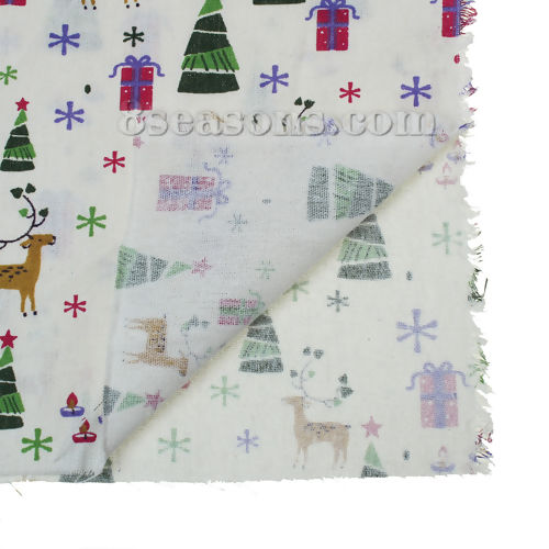 Immagine di Natale Cotone & Lino Tessuto Bianco Misto Forma 150cm x 100cm , 1 M