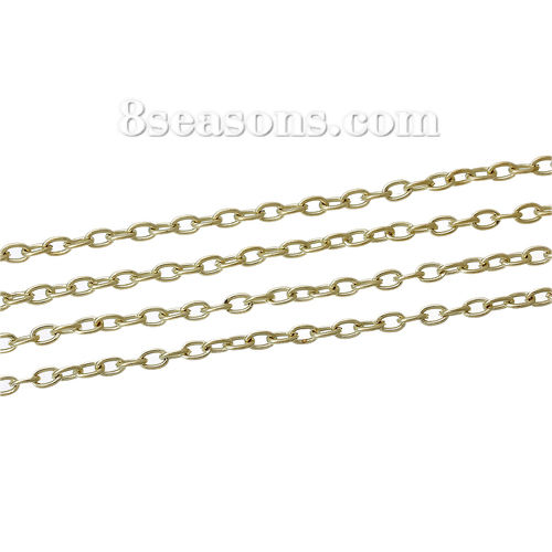 Picture of Iron Based Alloy Link Cable Chain Findings 14K Gold Color Oval 5mm x 3mm, 10 M