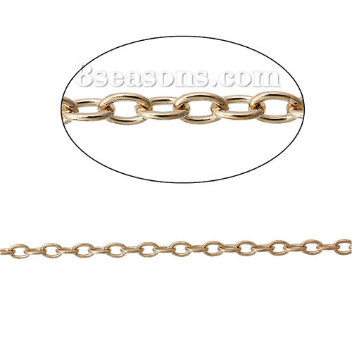 Immagine di Lega di Ferro Collegamenti Ovale Cavo Catena Accessori Rose Gold 5x3mm, 10 M