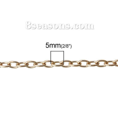 Picture of Iron Based Alloy Open Link Cable Chain Findings Gold Plated 5mm x3mm( 2/8" x 1/8"), 10 M