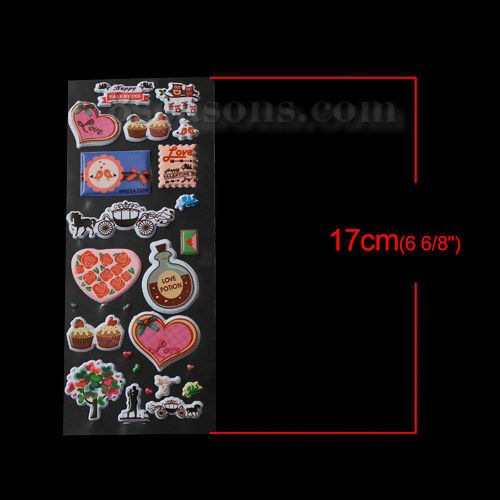 Picture of Easter Sponge Valentine's Day DIY Scrapbook Deco Stickers At Random Mixed Pattern 17cm(6 6/8") x 7cm(2 6/8"), 2 Sheets