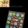 Picture of Easter PVC DIY Scrapbook Deco Paper Seal Stickers At Random Mixed Forest Owl Pattern 17.5cm(6 7/8") x 7.5cm(3"), 2 Sheets