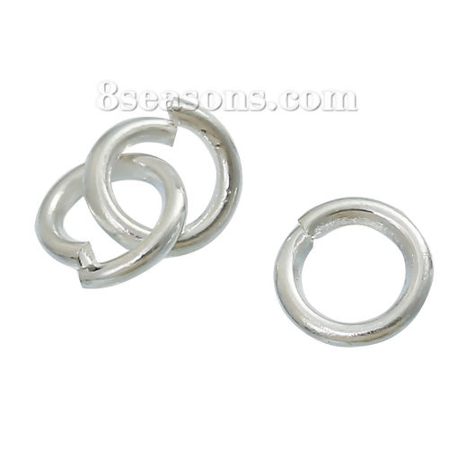 Picture of 1mm Iron Based Alloy Open Jump Rings Findings Round Silver Plated 6mm Dia, 1000 PCs