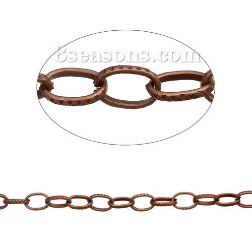 Picture of Iron Based Alloy Textured Link Cable Chain Findings Antique Copper 8x5mm(3/8"x2/8"), 1 M