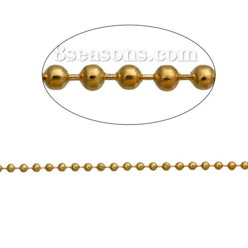 Bild von Eisen(Legierung) Kugelkette Kette Vergoldet 2.4mm D., 10 Meter
