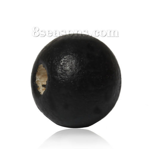 Picture of Hinoki Wood Spacer Beads Round Black About 10mm Dia, Hole: Approx 3mm, 300 PCs