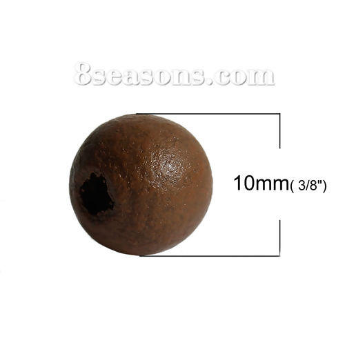Bild von Hinoki Holz Perlen Rund Dunkelbraun ca. 10mm D., Loch:ca. 2.9mm, 300 Stücke