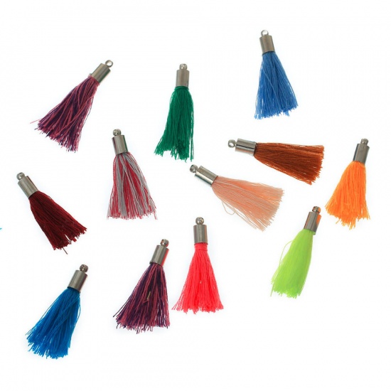 Picture of Cotton Tassel Pendants At Random Mixed About 15mm( 5/8") Long, 10 PCs