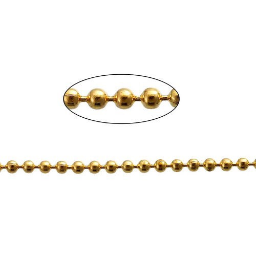 Picture of Iron Based Alloy Ball Chain Findings Gold Plated 1.5mm Dia, 10 M