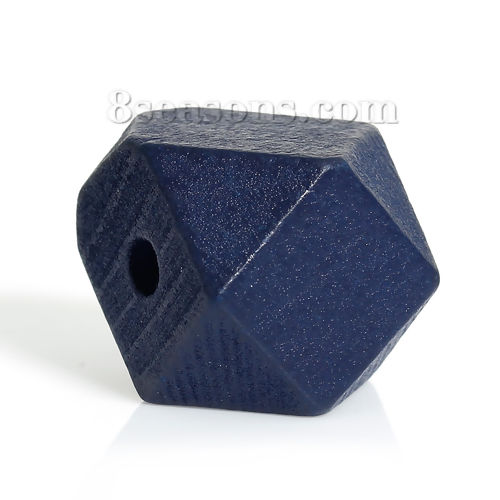 Picture of Hinoki Wood Spacer Beads Polygon Deep Blue Faceted About 20mm x 20mm, Hole: Approx 4.2mm, 20 PCs