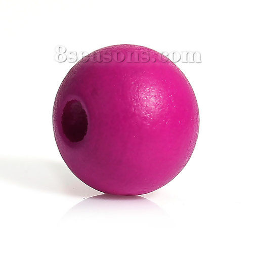 Picture of Hinoki Wood Spacer Beads Round Fuchsia About 10mm Dia, Hole: Approx 3mm, 200 PCs