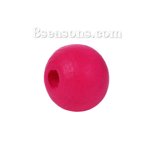 Picture of Hinoki Wood Spacer Beads Round Fuchsia About 8mm Dia, Hole: Approx 2.2mm, 500 PCs
