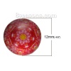 Picture of Glass Dome Seals Cabochon Round Flatback At Random Mixed Flower Pattern Transparent 12mm( 4/8") Dia, 10 PCs