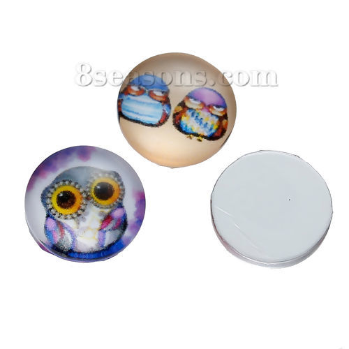 Immagine di Vetro Cupola Dome Seals Cabochon Tondo Flatback A Random Halloween Gufo Disegno Trasparente 12mm Dia, 10 Pz