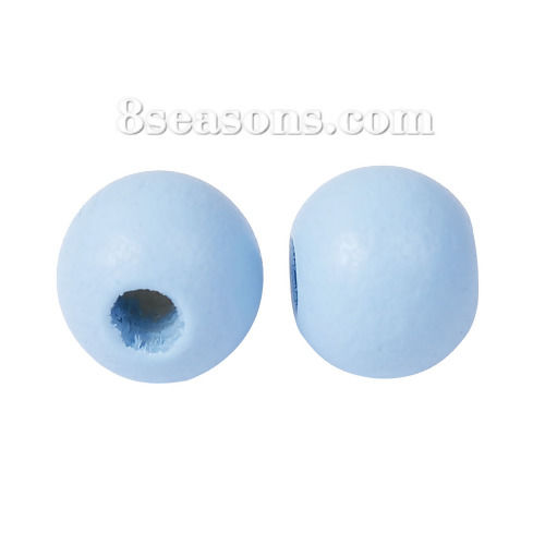 Bild von Holz Zwischenperlen Spacer Perlen Rund Blau ca. 10mm D. Loch:ca. 3mm, 100 Stücke