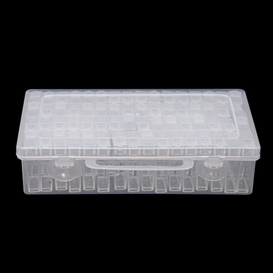 Image de 64 Compartiments Sac Panier Boîte de Rangement Stockage en Plastique Rectangle Transparent 22.5cm x 13.5cm, 1 Pièce