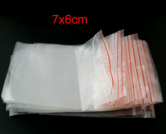 Picture of Plastic Zip Lock Bags Rectangle Transparent (Useable Space: 7cm x 6cm) 8cm x6cm(3 1/8" x2 3/8"), 2500 PCs