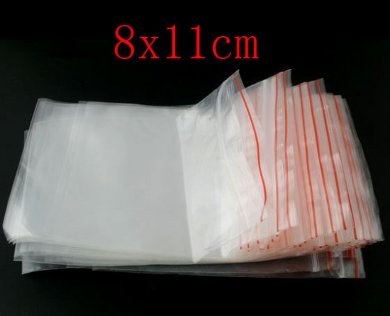 Picture of Plastic Zip Lock Bags Rectangle Transparent (Useable Space: 11cm x 8cm) 12cm x8cm(4 6/8" x3 1/8"), 1500 PCs