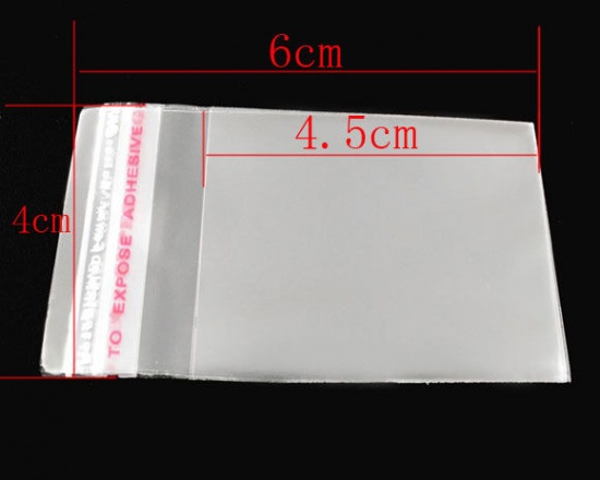Image de Sachet Pochette Autocollant en Plastique Transparent (Espace Utilisable: 4.5x4cm) 6cm x 4cm, 2000 PCs