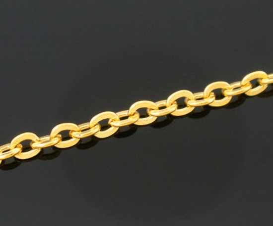 Picture of Alloy Open Link Cable Chain Findings Gold Plated 3x2.5mm(1/8"x1/8"), 200 M