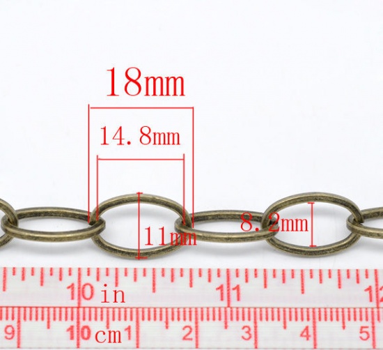 Picture of Iron Based Alloy Link Cable Chain Findings Antique Bronze 18x11mm(6/8"x3/8"), 10 PCs(Approx 1 M/Piece)