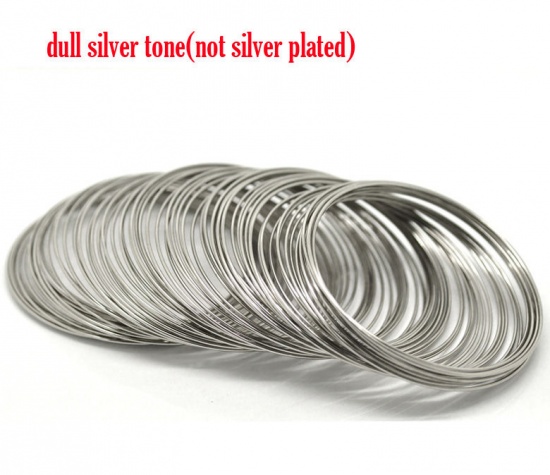 Bild von Stahldraht Armband Einzelteil Silberfarbe 0.8mm, 5.5cm-6cm D., 2000 Ringe