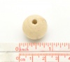 Picture of Natural Hinoki Wood Beads Ball 20mm Dia. - 19mm Dia., Hole: Approx 5.5mm-3.8mm, 500 PCs