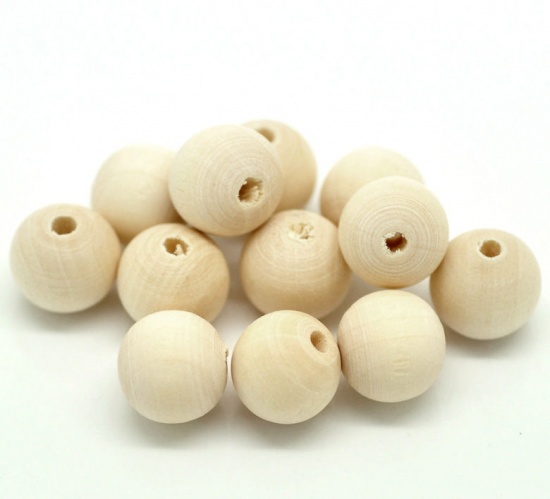 Picture of Wood Spacer Beads Round Natural About 12mm x 12mm, Hole: Approx 2.8mm, 2000 PCs