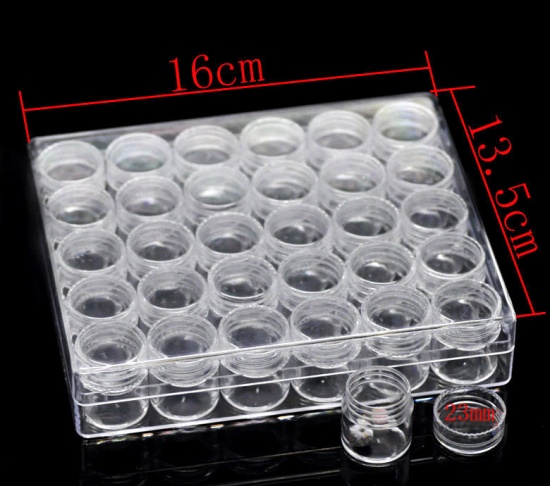 Picture of Acrylic Beads Organizer Container Storage Box Transparent 16cm(6 2/8") x 13.5cm(5 3/8"), 3 PCs (30 Small Boxes/Piece)