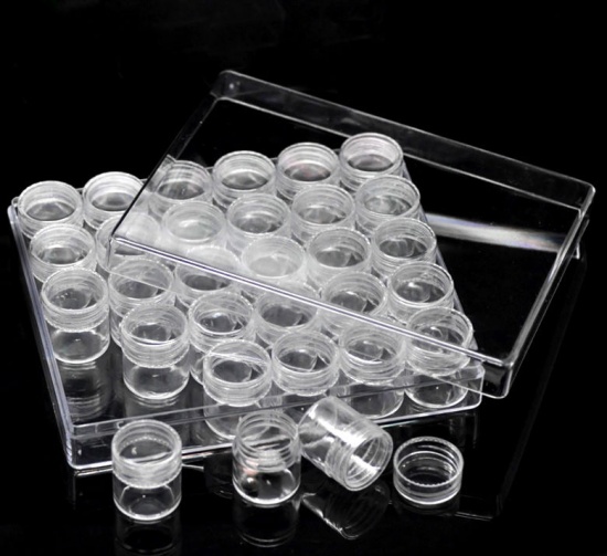 Picture of Acrylic Beads Organizer Container Storage Box Transparent 16cm(6 2/8") x 13.5cm(5 3/8"), 3 PCs (30 Small Boxes/Piece)