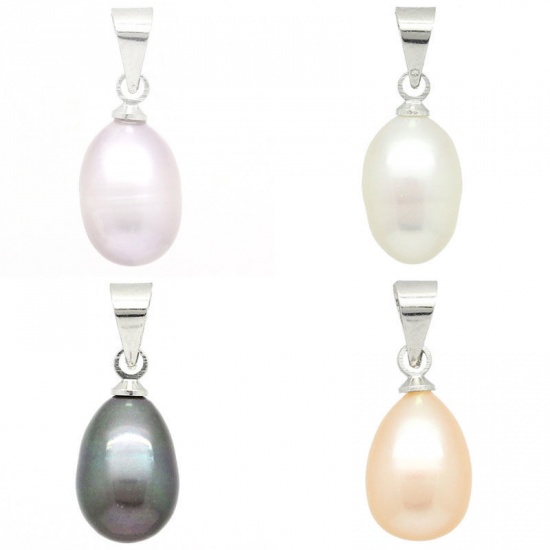 Picture of Natural Freshwater Cultured Pearl Beads Pendants Oval At Random Mixed 18mm( 6/8") x 8mm( 3/8"), 30 PCs