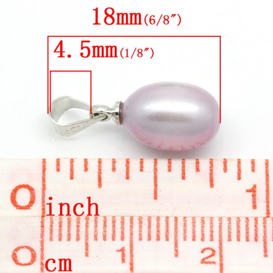 Picture of Natural Freshwater Cultured Pearl Beads Pendants Oval At Random Mixed 18mm( 6/8") x 8mm( 3/8"), 30 PCs
