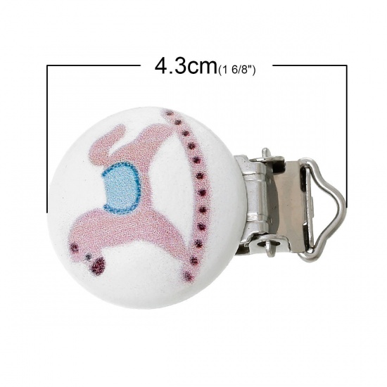 Picture of Wood Baby Pacifier Clip Round At Random Mixed 43mm(1 6/8") x 29mm(1 1/8"), 25 PCs