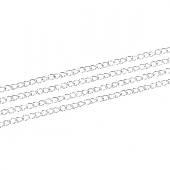 Picture of Zinc Based Alloy Open Link Curb Chain Findings Silver Plated 5x3mm(2/8"x1/8"), 100 M