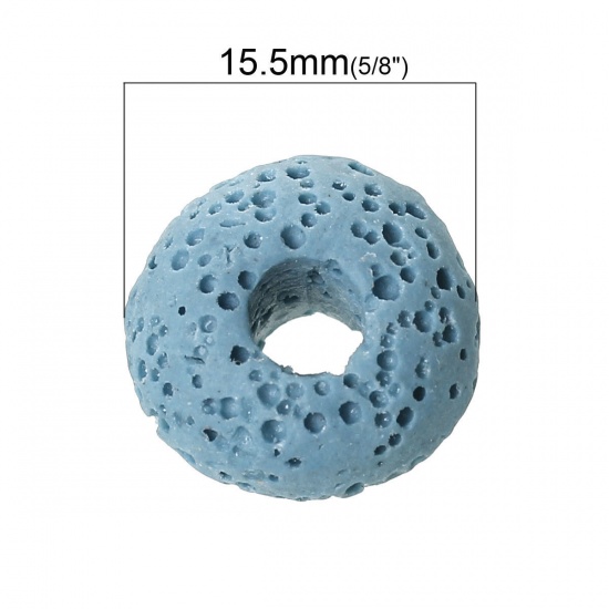 Picture of (Grade A) Natural Lava Rock European Style Large Hole Charm Beads Round At Random Mixed About 15.5mm Dia, Hole: Approx 4.8mm-6mm, 20 PCs