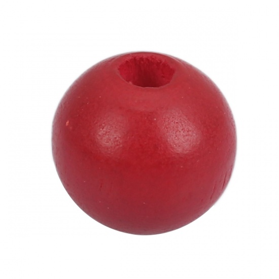 Picture of Wood Spacer Beads Round Dark Red About 10mm Dia., Hole: Approx 3.1mm, 1000 PCs