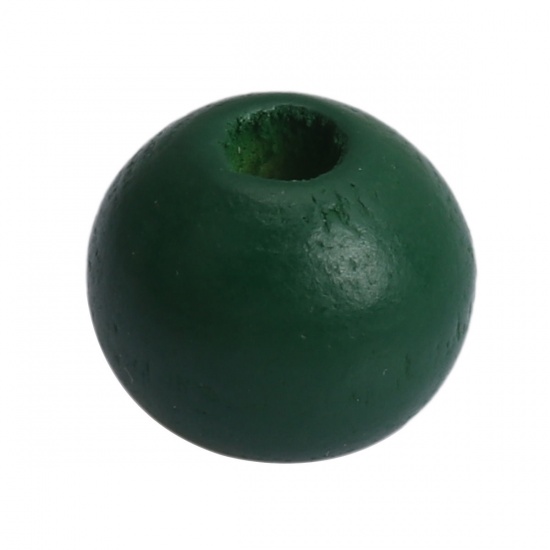 ウッド ビーズ 円形 濃緑 約 10mm直径、 穴：約 3.1mm、 1000 個 の画像