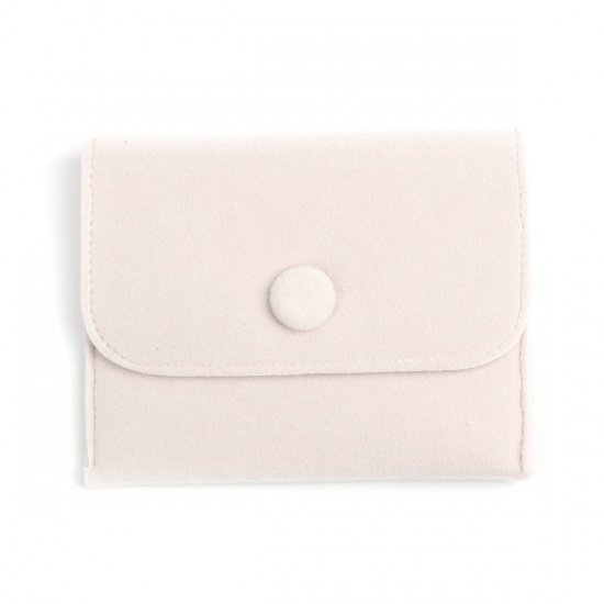 Picture of Velvet Jewelry Bags Rectangle Light Pink Button 9.7cm x 7.5cm, 5 PCs