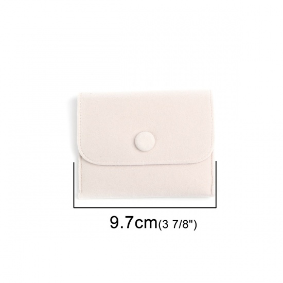 Picture of Velvet Jewelry Bags Rectangle Light Pink Button 9.7cm x 7.5cm, 5 PCs