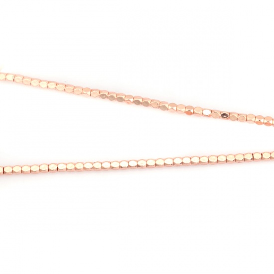 Immagine di (Grado B) Ematite  ( Sintetico ) Perline Poligono Oro Rosa Sezione Come 3mm x 3mm, 40.5cm L unghezza, 5 Fili (Corca 128 Pz/ Sfilza)