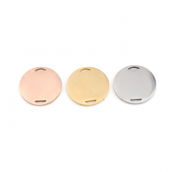Picture of 304 Stainless Steel Blank Stamping Tags Connectors Charms Pendants Round Rose Gold One-sided Polishing 20mm Dia., 10 PCs