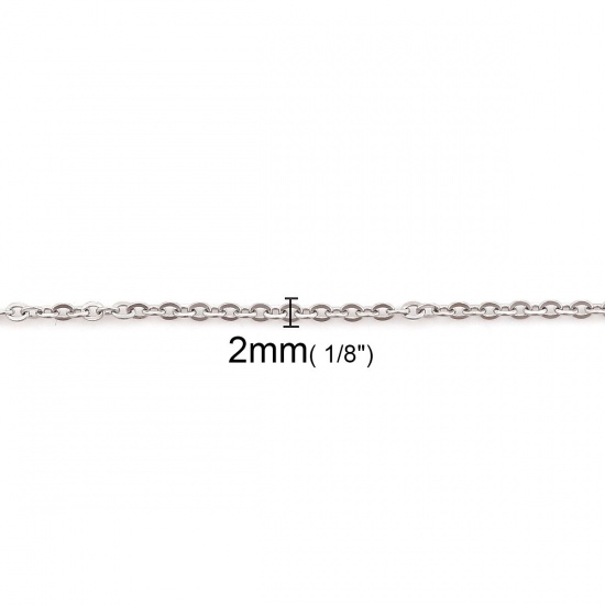 Picture of 304 Stainless Steel Link Cable Chain Necklace Silver Tone 49cm(19 2/8") long, Chain Size: 3x2mm, 1 Piece