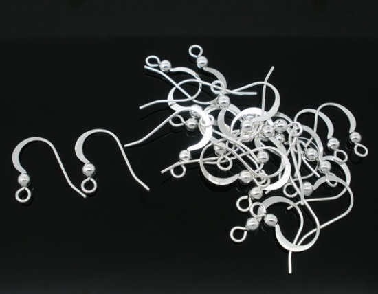 Immagine di Ottone Componente di Orecchino Ganci per Orecchini Curva Argento Placcato 17mm x 18mm posta / filo: ( 0.7mm )， 20 Pz                                                                                                                                          