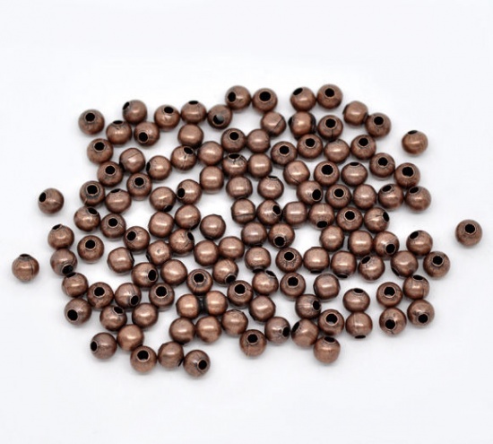 Picture of Iron Based Alloy Spacer Beads Ball Antique Copper About 4mm Dia, Hole:Approx 1.3mm, 200 PCs
