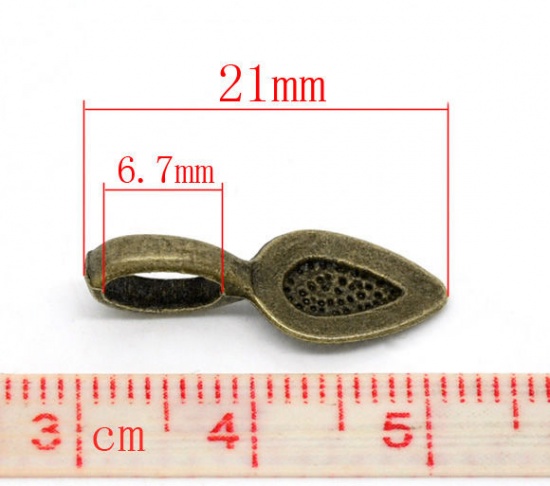 Picture of Zinc metal alloy Bails Beads Leaf Antique Bronze Spot Pattern 21mm( 7/8") x 8mm( 3/8"), 15 PCs