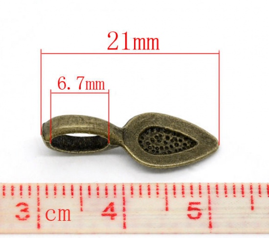 Bild von Zinklegierung Element Perlen Blätter Bronzefarbe , mit Fleck 4.3mm x 6.7mm, 21mm x 8mm, 15 Stücke