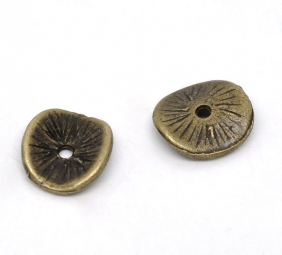 Picture of Zinc Based Alloy Wavy Spacer Beads Disc Antique Bronze About 10mm x 9mm, Hole:Approx 1mm, 20 PCs